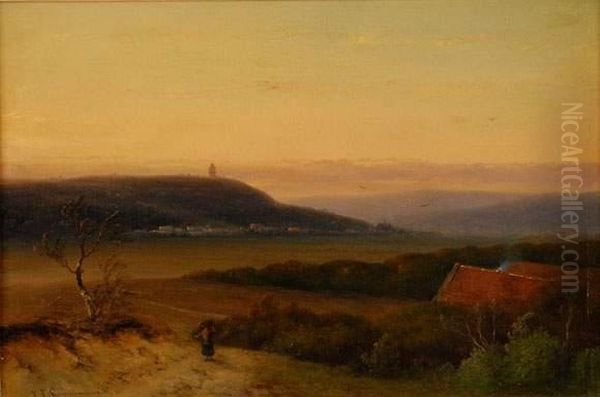 Paysage En Hollande
 Panneau Oil Painting by Johannes Franciscus Hoppenbrouwers