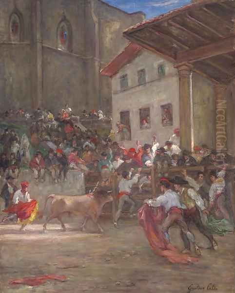 El picador con el toro Oil Painting by Gustave Colin