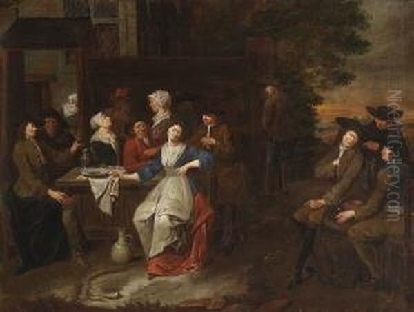 Vor Dem Wirtshaus Oil Painting by Jan Josef, the Elder Horemans