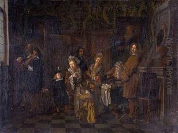 Concerto In Un Interno
 L'ora Del Te Oil Painting by Jan Jozef, the Younger Horemans