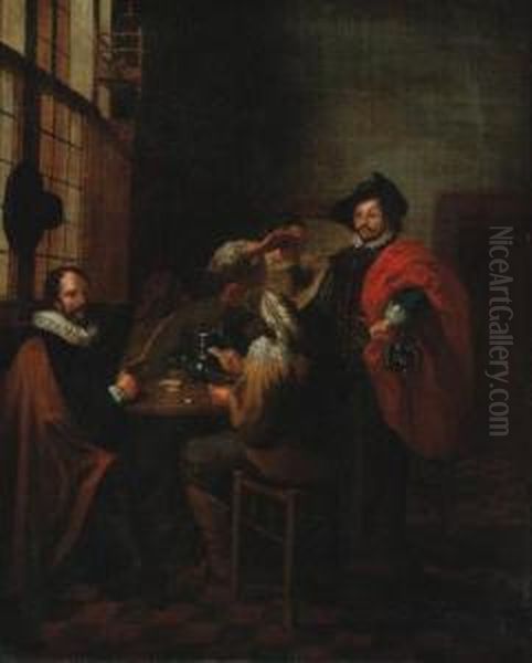 A Dispute At Cards Oil Painting by Jan Jozef, the Younger Horemans