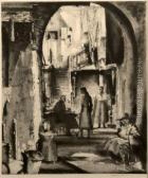 The Kitchen, 
New Orleans Oil Painting by Earl Horter