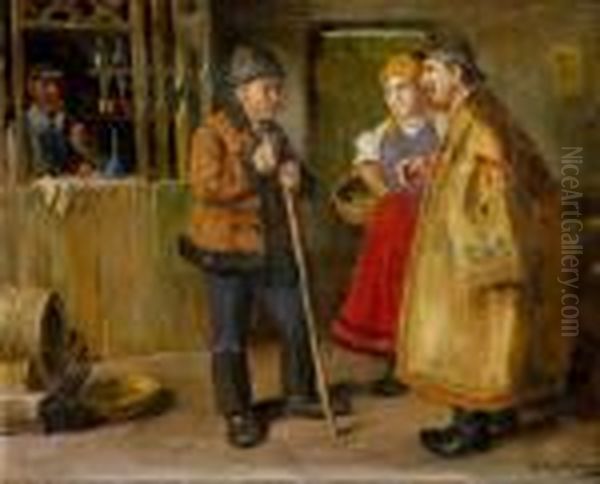 Pri Ochutnavani Vina Oil Painting by Andor G. Horvath