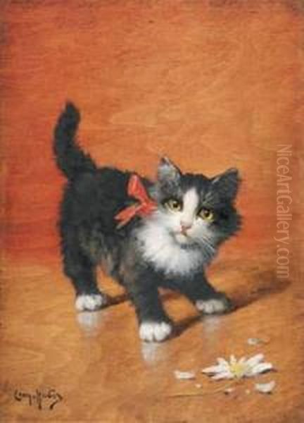 Chaton A La Paquerette Oil Painting by Leon Charles Huber