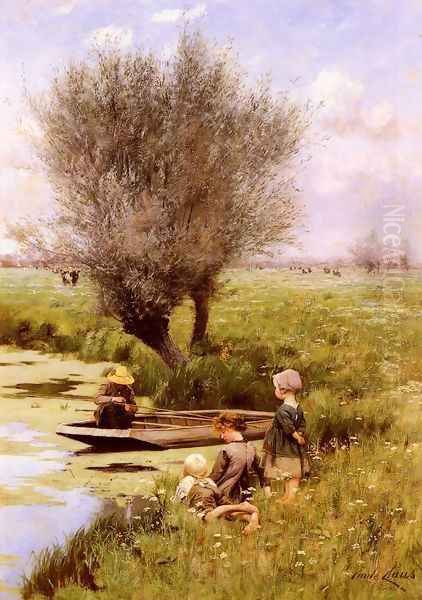 Afternoon Along The River Oil Painting by Emile Claus