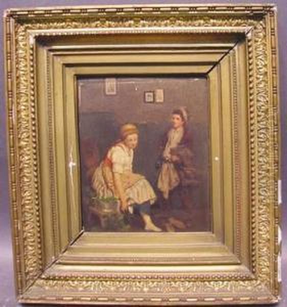 A Change Of Dress Oil Painting by Julius Hubner