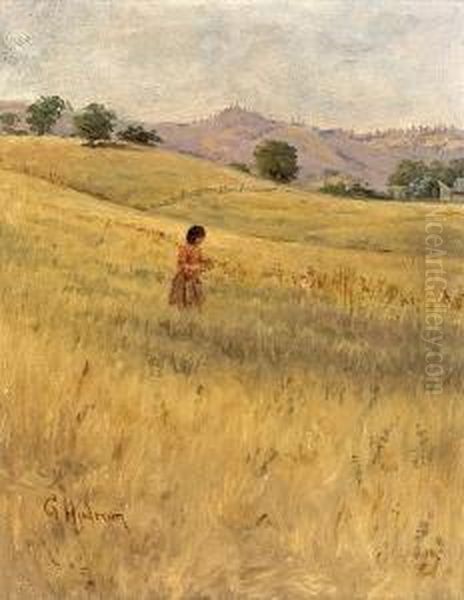 Woman In A Meadow; Young Woman In A Field (2) Oil Painting by Grace Carpenter Hudson