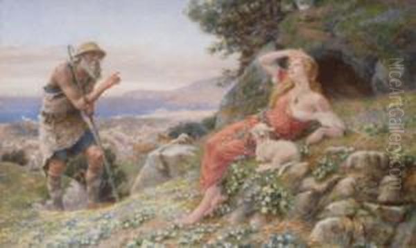 A Lesson In Arcadia Oil Painting by A. Foord Hughes