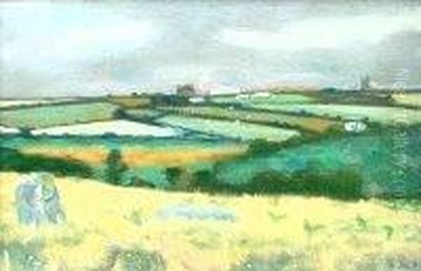 Country Fields Oil Painting by Robert Morson Hughes