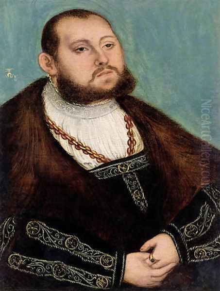 Elector John Frederic the Magnanimous (1503-54) Oil Painting by Lucas (studio of) Cranach