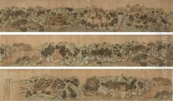 Landscape Of Wangchuan Oil Painting by Hui Wang