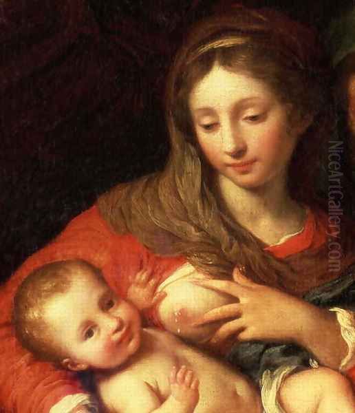The Holy Family with Elizabeth (detail) Oil Painting by Giuseppe Chiari