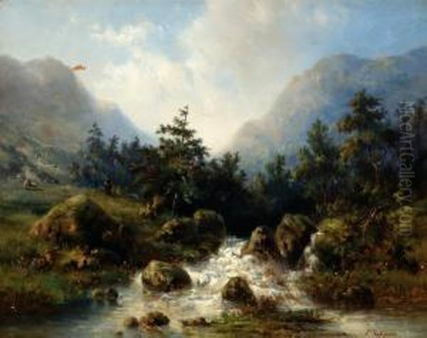 Mountain Landscape Oil Painting by Abraham Hulk Snr