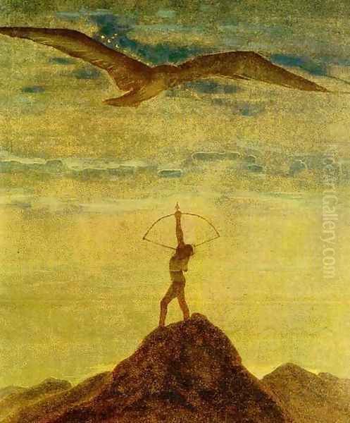 Zodiac XI - Sagittarius Oil Painting by Mikolajus Ciurlionis