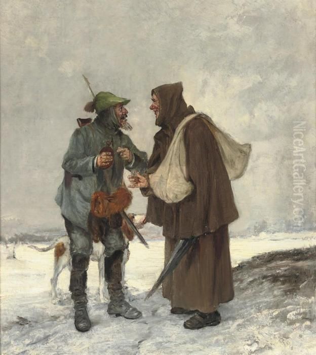 Sharing A Drink Oil Painting by Adolf Humborg
