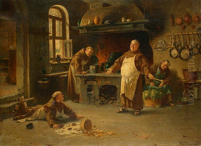 In Der Klosterkuche Oil Painting by Adolf Humborg