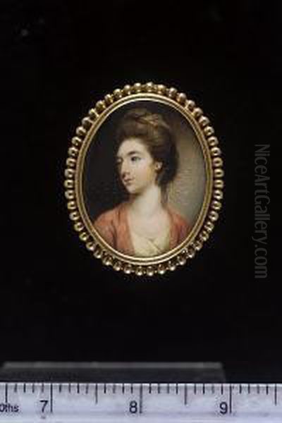 A Lady, Gazing Left, Wearing 
Pink Coat Over White Dress And Lace Underslip, A Veil In Her Upswept 
Hair Oil Painting by Ozias Humphrey