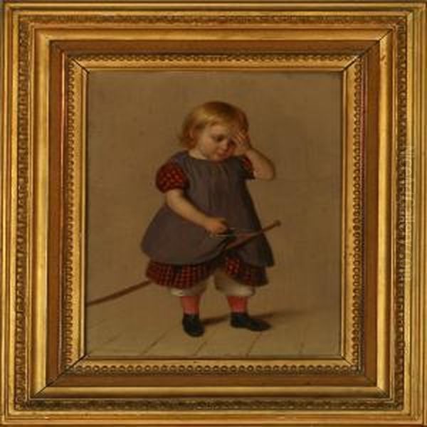 Portrait Of The Artist's Daughter Oil Painting by Andreas Herman Hunaeus