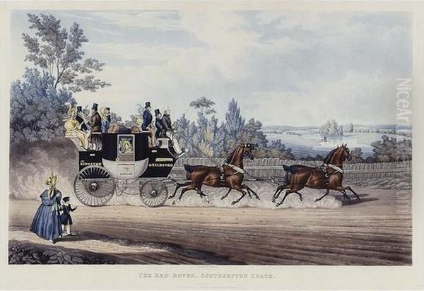 Thered Rover, 
Southhampton Coach Oil Painting by Charles Hunt
