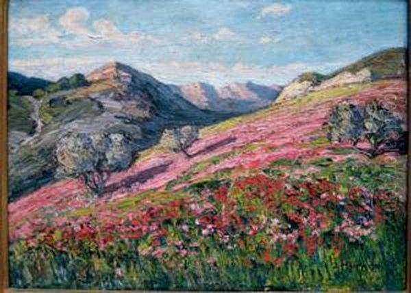 Paysage Montagneux Aux Coquelicots Oil Painting by Joseph Hurard