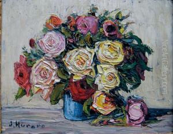 Bouquet De Roses Oil Painting by Joseph Hurard