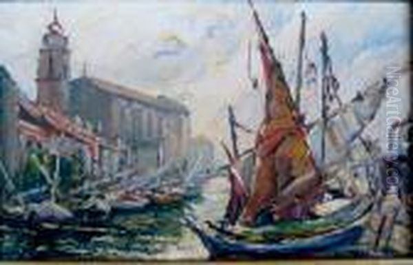 Le Port De Saint Tropez Oil Painting by Joseph Hurard