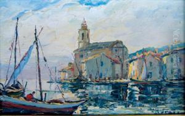 Voiliers Dans Le Port De Saint Tropez Oil Painting by Joseph Hurard