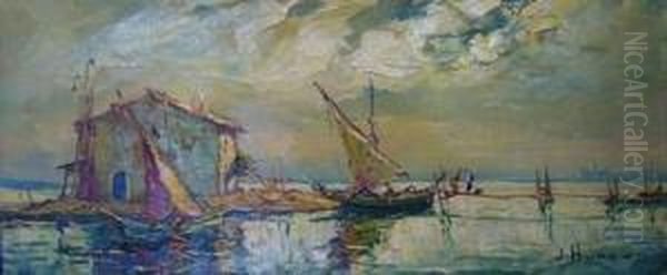 Les Barques. Oil Painting by Joseph Hurard