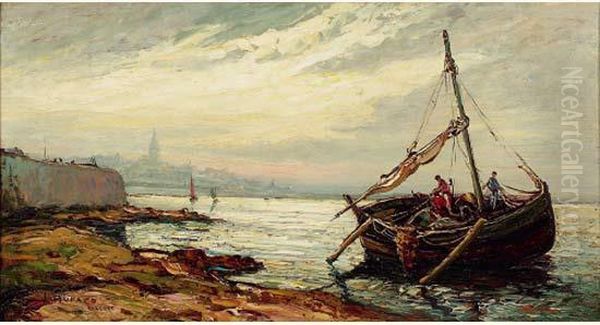 Barque De Peche Devant Roscoff Oil Painting by Joseph Hurard