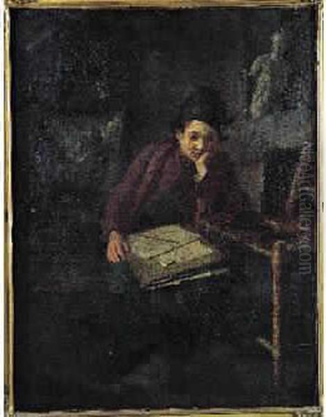 Attribue A Charles Francois Hutin Oil Painting by Charles-Francois Hutin