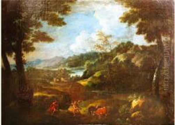 Paysage Boise Avec Mercure Et Argos Oil Painting by Cornelis Huysmans