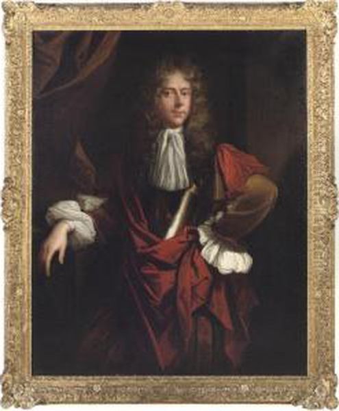 Portrait Of A Gentleman, 
Three-quarter-length, In A Buff Coat, Abreast Plate And A Burgundy Wrap Oil Painting by Jacob Huysmans