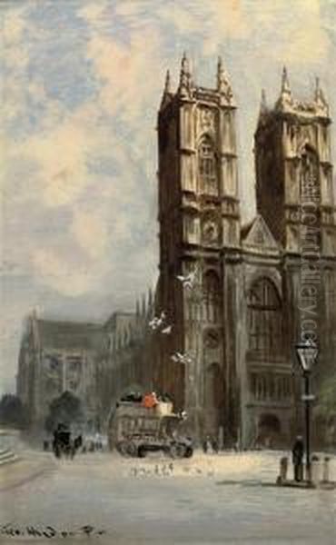 Westminster Abbey, The West Towers Oil Painting by George Hyde Pownall