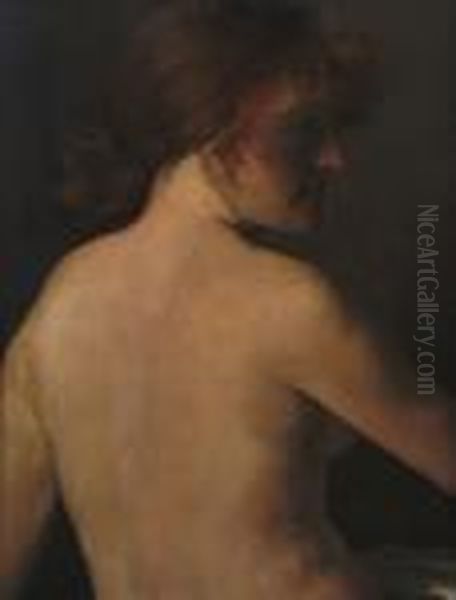 Vojtech - Poloakt Oil Painting by Vojtech (Adalbert) Hynais