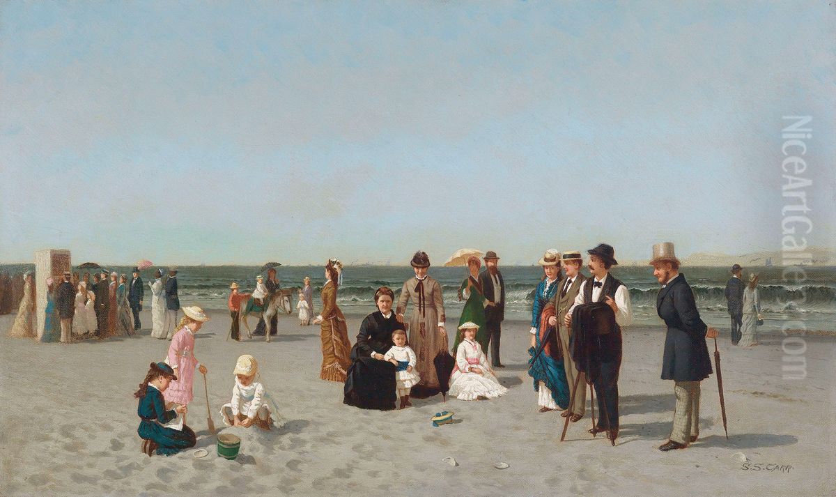 Beach Scene Oil Painting by Samuel S. Carr