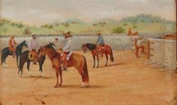 Escuela Mexicana.
Recibiendo Al Patron. Oil Painting by Ernesto Icaza