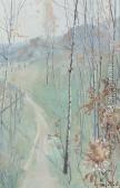 Herbstliche Landschaft Mit Weg. Oil Painting by Jean Daniel Ihly