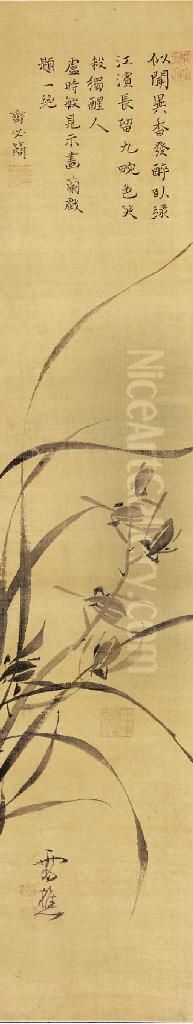 Orchid Oil Painting by Ike no Taiga