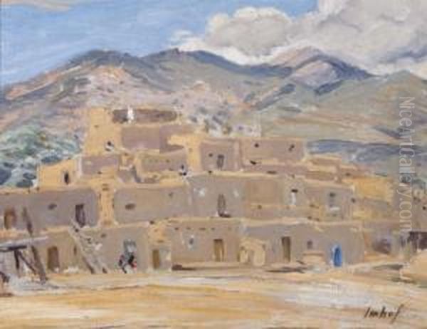 Indian Pueblo Oil Painting by Joseph A. Imhof