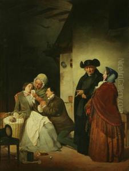 La Visita Riparatrice Oil Painting by Angelo Inganni