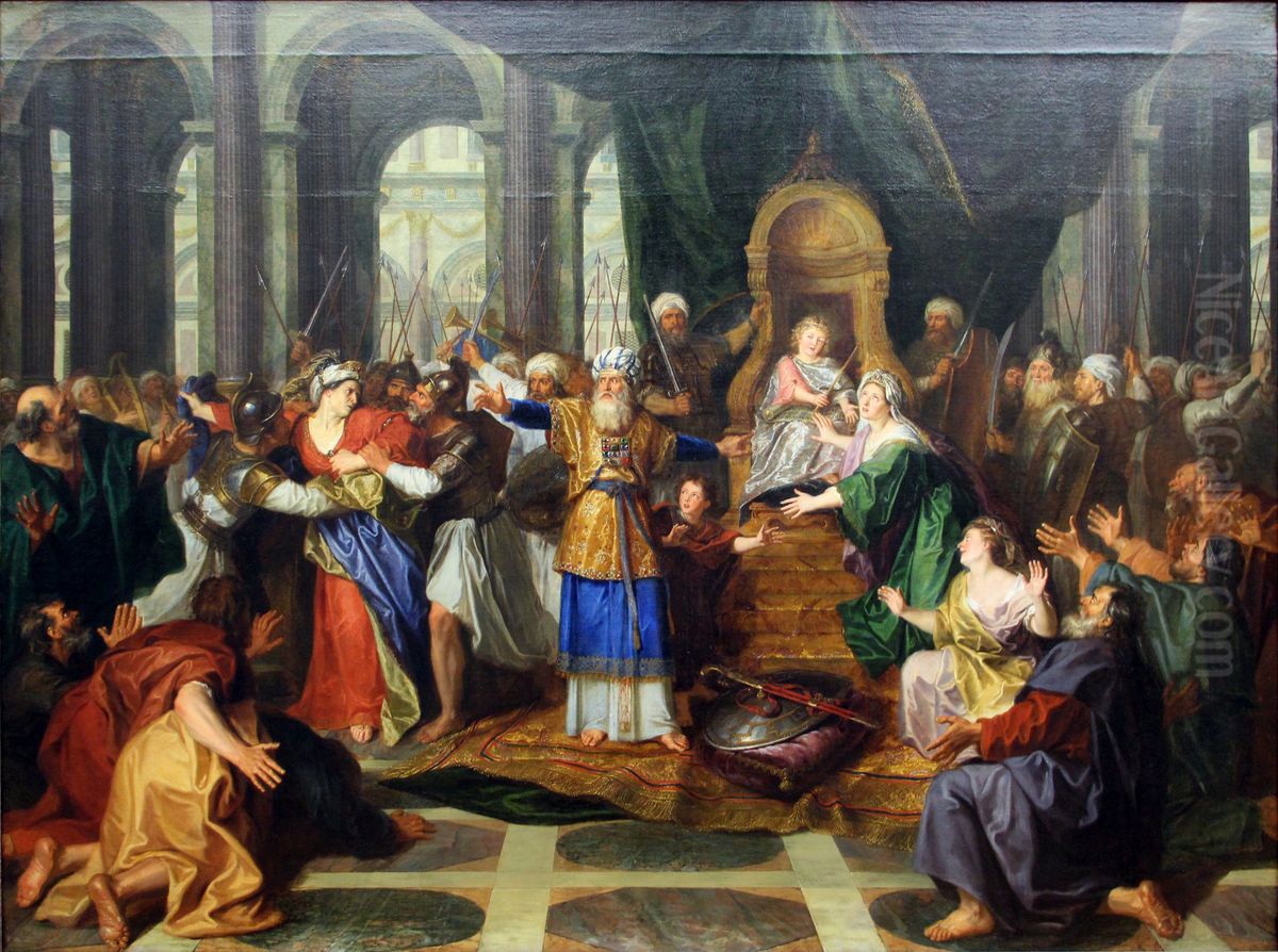 Athaliah Expelled from the Temple Oil Painting by Antoine Coypel