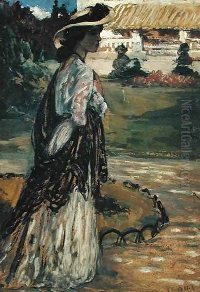 Woman in a Park Oil Painting by Charles Cottet