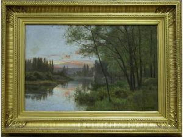 Coucher De Soleil Oil Painting by Marie-Victor Emile Isenbart