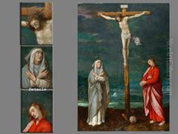 Christus Am Kreuz
Mit Johannes Und Maria Oil Painting by Adriaen Isenbrandt (Ysenbrandt)