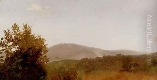 A Panoramic Landscape View Oil Painting by Giovanni-Battista Camuccini