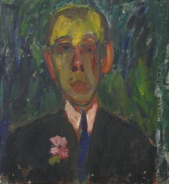 Portratt Av Advokat K.g. Lindberg Oil Painting by Ivan Ivarson