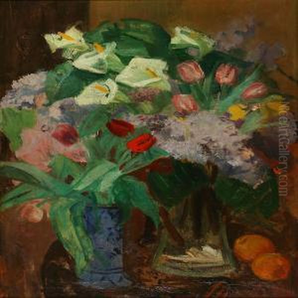 Still Life With Flowers Oil Painting by Kraesten Iversen