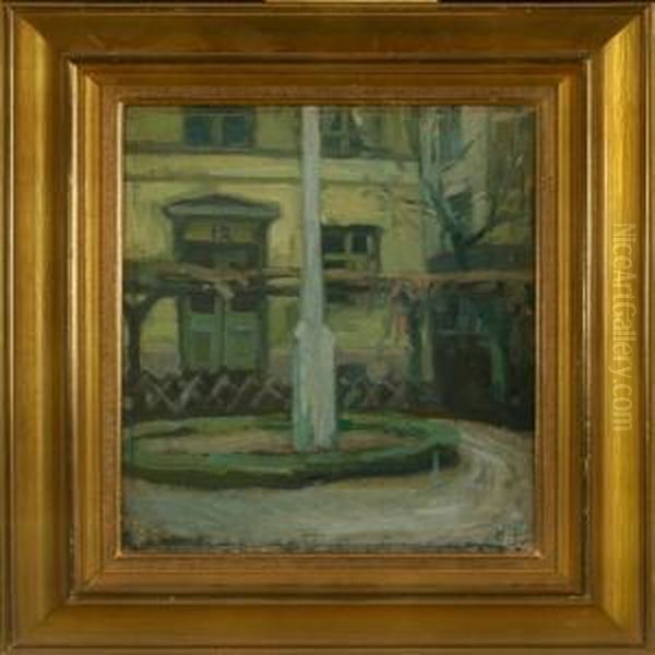 Exterior Withflagpole Oil Painting by Kraesten Iversen
