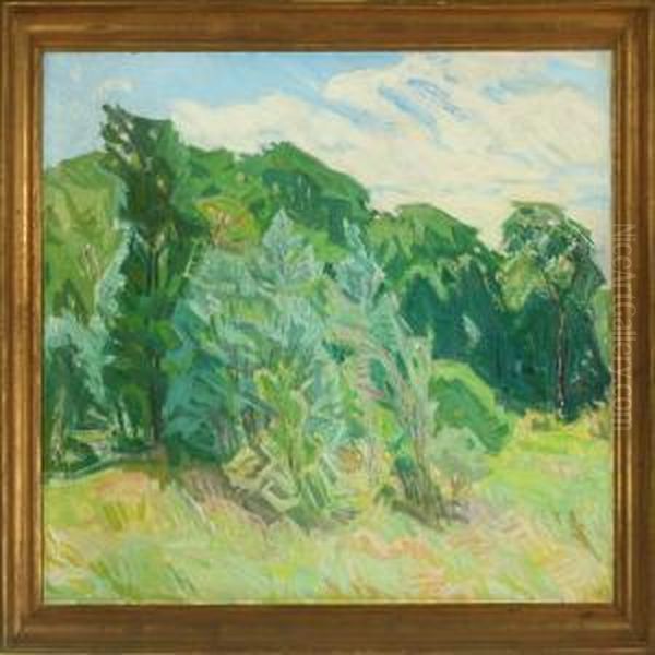 Traegruppe Set Modsolen, Svaneke Oil Painting by Kraesten Iversen