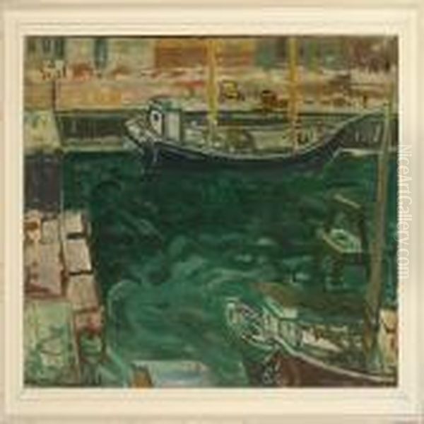 Harbour Scenery Oil Painting by Kraesten Iversen